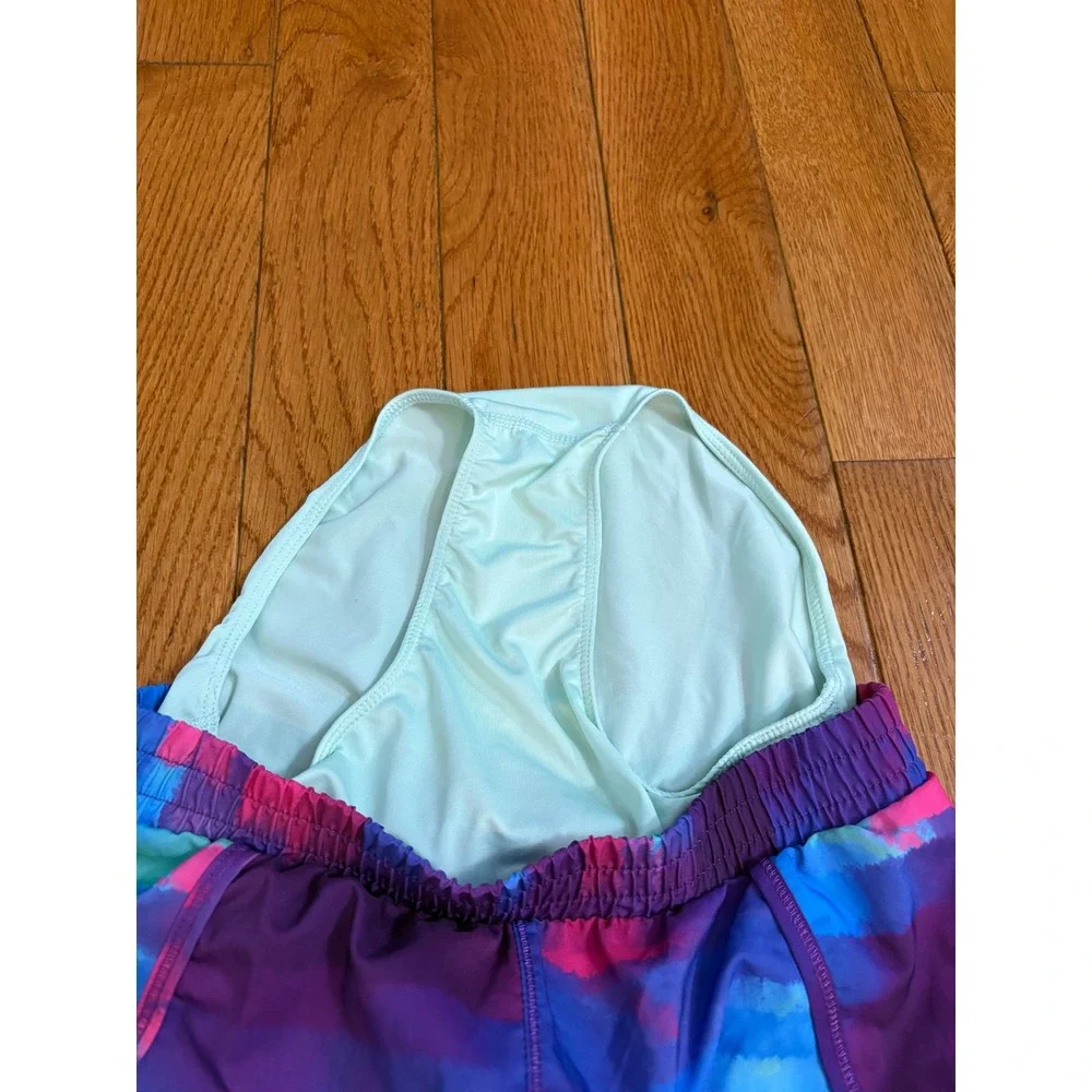 All In Motion Girls Blue Purple Pink Abstract Running Shorts Size M 7/8